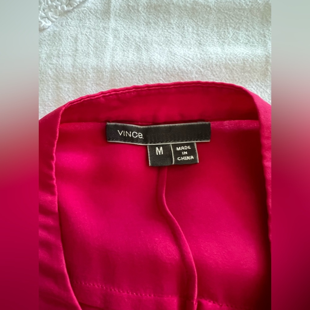 Vince Pink Sleeveless Boxy Blouse with Mandarin Collar - Picture 2 of 4